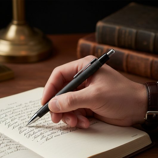 Antiquarischer Schwarzer Obsidian Kugelschreiber