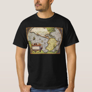 Antiquate Weltkarte die Amerikas von Abraham Ortel T-Shirt