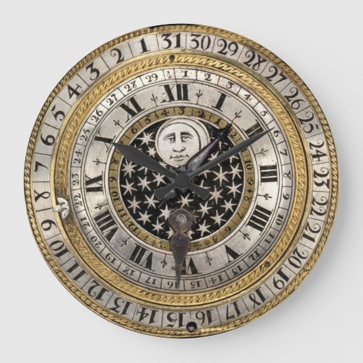 Antique 1650 Calendar Watch Print Große Wanduhr (Vorderseite)