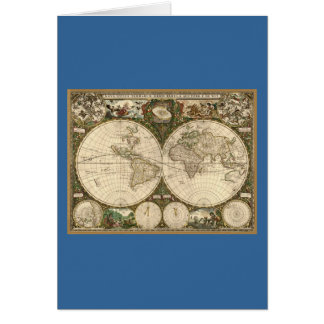 Antique 1660 Weltkarte von Frederick de Wit