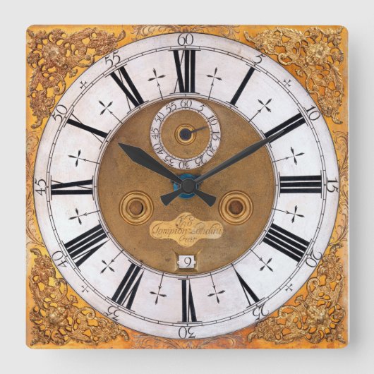 Antique 1700 Thomas Tompion Print Quadratische Wanduhr (Vorderseite)