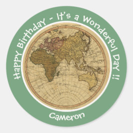 Antique 1786 Eastern Hemisphäre Karte Themenpartei Runder Aufkleber