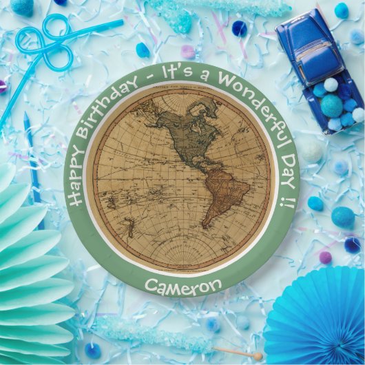 Antique 1786 Western Hemisphäre Karte Themenpartei Pappteller (Party)