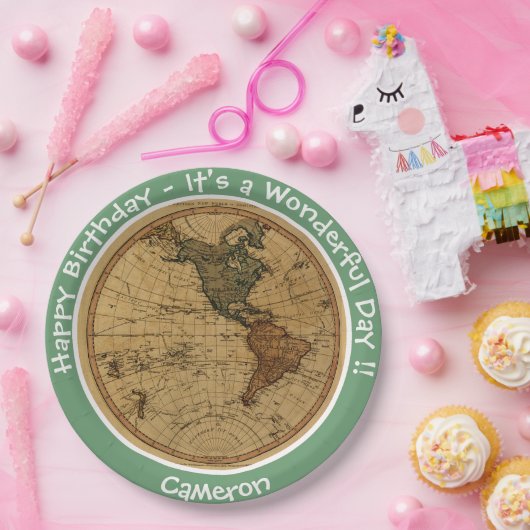 Antique 1786 Western Hemisphäre Karte Themenpartei Pappteller (Party)