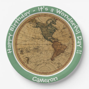 Antique 1786 Western Hemisphäre Karte Themenpartei Pappteller