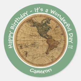 Antique 1786 Western Hemisphäre Karte Themenpartei Runder Aufkleber