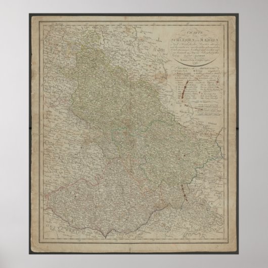 Antique 1799 Map of Silesia & Moravia, Historical Poster (Vorne)