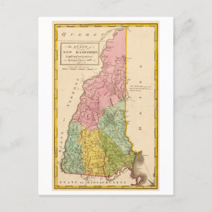 Antique 1815 New Hampshire Karte Postkarte