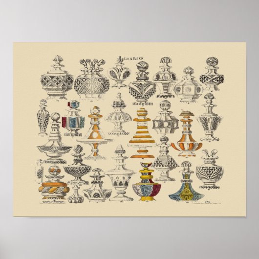 Antique 1828 Flaschen Designs Poster (Vorne)