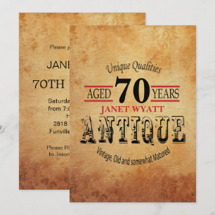 Antique 70. Geburtstag Einladung