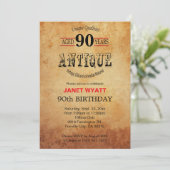 Antique 90. Geburtstag Einladung (Stehend Vorderseite)
