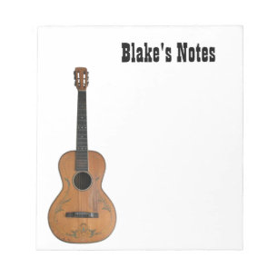 Antique Acoustic Guitar Notepad Notizblock
