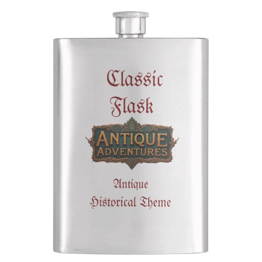 Antique Adventures Typografy Art Zeitlos - Flachmann (Vorderseite)