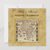 Antique Africa Map Not BG SQ Wedding Einladung (Vorderseite)