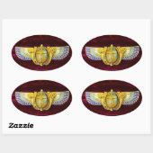 ANTIQUE ÄGYPTISCHE WINGED SCARAB/CORNUCOPIA JEWEL OVALER AUFKLEBER (Blatt)