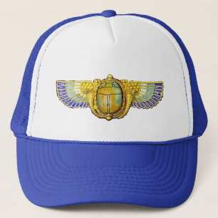 ANTIQUE ÄGYPTISCHE WINGED SCARAB/CORNUCOPIA JEWEL TRUCKERKAPPE