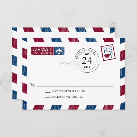 Antique Airmail Wedding RSVP (Vorne/Hinten)