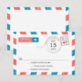 Antique Airmail Wedding RSVP Karte (Vorne/Hinten)
