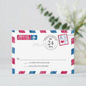 Antique Airmail Wedding RSVP Karte (Stehend Vorderseite)