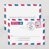 Antique Airmail Wedding RSVP Karte (Vorne/Hinten)
