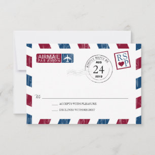 Antique Airmail Wedding RSVP Karte