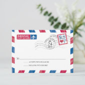 Antique Airmail Wedding RSVP Karte (Stehend Vorderseite)