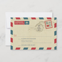 Antique Airmail Wedding RSVP Karte