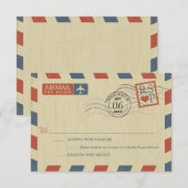 Antique Airmail Wedding RSVP Karte (Vorne/Hinten)