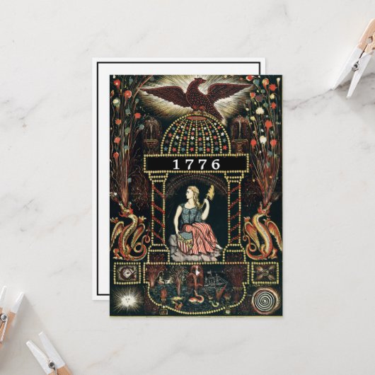 Antique American Fire Works und 4. Juli Karte (Vorderseite/Rückseite Beispiel)