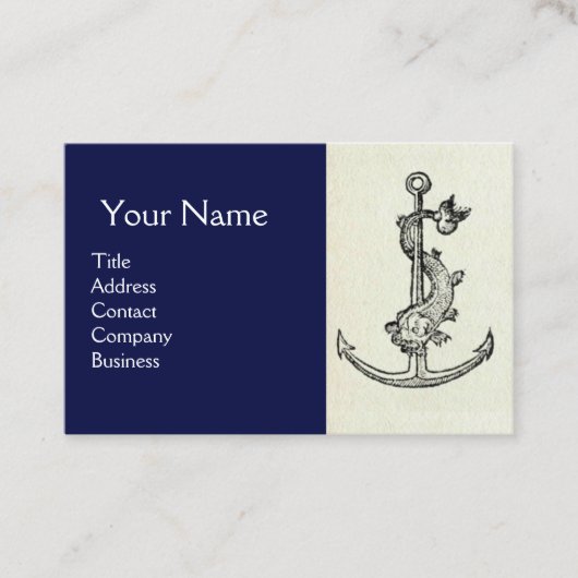 ANTIQUE ANCHOR MIT NAUTISCHER WEISSER Navy Blue Visitenkarte (Vorderseite)