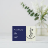 ANTIQUE ANCHOR MIT NAUTISCHER WEISSER Navy Blue Visitenkarte (Stehend Vorderseite)