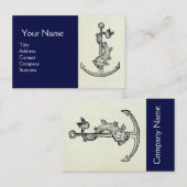 ANTIQUE ANCHOR MIT NAUTISCHER WEISSER Navy Blue Visitenkarte (Vorne/Hinten)