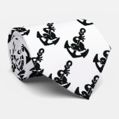 ANTIQUE ANCHOREN, FISCHE, RUBY GEM Schwarz-weiß Na Krawatte (Gerollt)