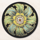 Antique Architectural Rosette Nr. 1 Runder Pappuntersetzer (Vorderseite)