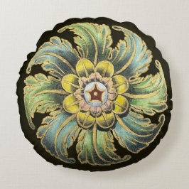 Antique Architectural Rosette Nr. 1 Rundes Kissen