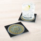 Antique Architectural Rosette Nr. 2 Glasuntersetzer (Schrägansicht)