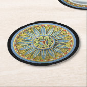 Antique Architectural Rosette Nr. 2 Runder Pappuntersetzer (Angewinkelt)