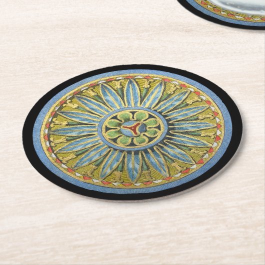 Antique Architectural Rosette Nr. 2 Runder Pappuntersetzer (Angewinkelt)