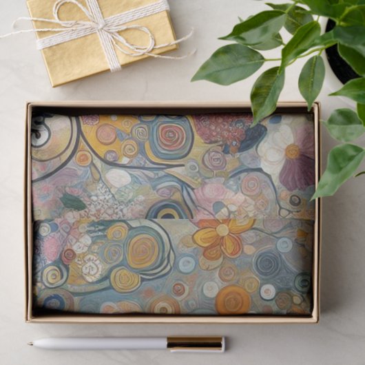 Antique Art Nouveau Style Feine Malerei Seidenpapier (Geschenk)