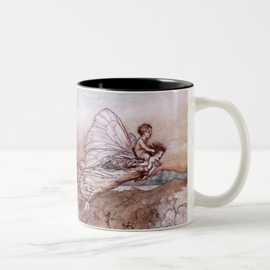 Antique Arthur Rackham Fairy Illustration Zweifarbige Tasse (Rechts)