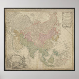Antique Asia Map 1744, Russia Poster