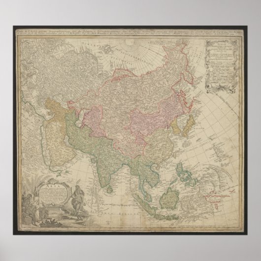 Antique Asia Map 1744, Russia Poster (Vorne)