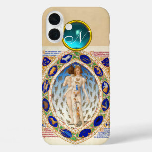 ANTIQUE ASTROLOGIE, ZODIAKALE SIGNS BLUE GEM MONOG iPhone 16 PLUS HÜLLE