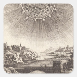 Antique Astronomie Himmel mit Sonne von Allain Mal Quadratischer Aufkleber