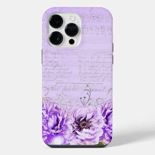 ANTIQUE AUSSICHTSKRIPT UND BLUME iPhone HÜLLE (Rückseite)
