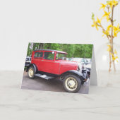 ANTIQUE AUTO BIRTHDAY CARD KARTE (Gelbe Blume)