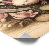 Antique Axolotl Poster with Scientific Plant  (Ecke)