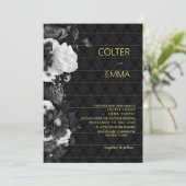 Antique B&W Vintag Romantische Blumenhochzeit Invi Einladung (Stehend Vorderseite)