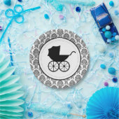Antique Baby Carriage Elegante Damask | Babyparty Pappteller (Party)