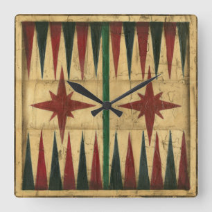 Antique Backgammon Game Board by Ethan Harper Quadratische Wanduhr